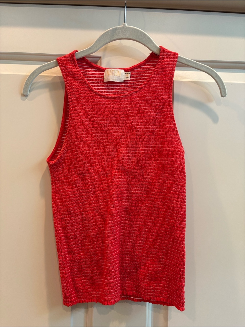 Womens Nation Red Sleeveless ribbed tank top size small